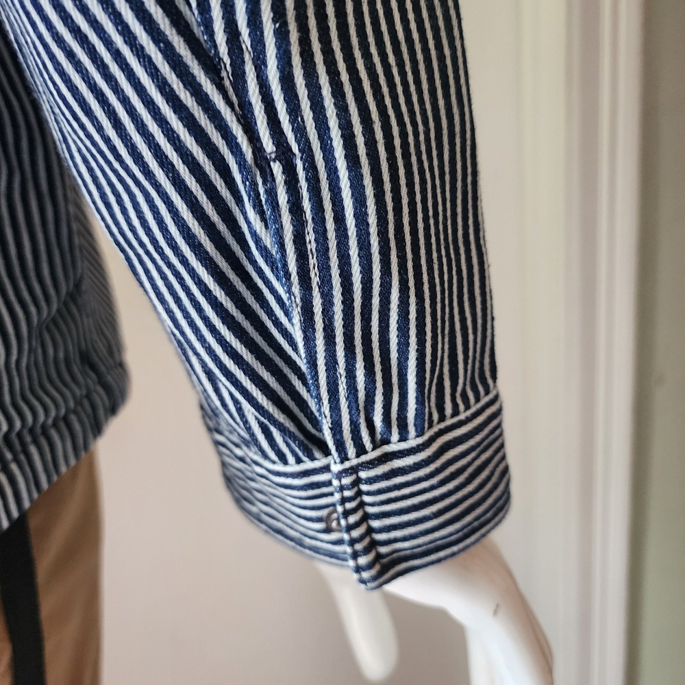 Levis Hickory Stripe Denim Zip Up Workwear Jacket Mens Blue White Chore Coat @27 - Picture 12 of 15
